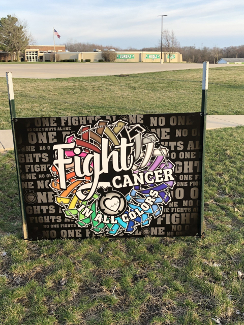 Fight cancer outdoor banner.