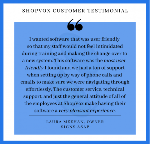 Customer testimonial.