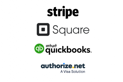 stripe square quickbooks online authorize.net logos showing shopVOX payment gateway integrations.