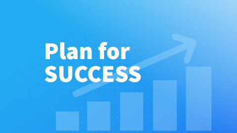Plan for success course graphic with bar graph icon.